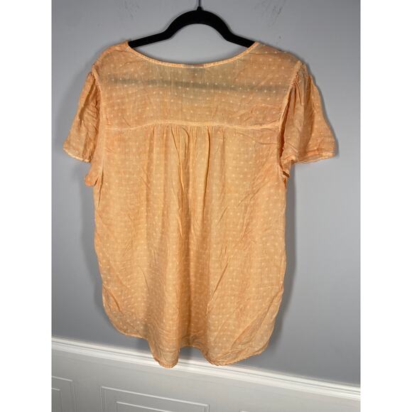 Torrid, Size 2X, Orange/Pink Swiss Dot Blouse, Lightweight, V-Neck, Flowy - Picture 5 of 8